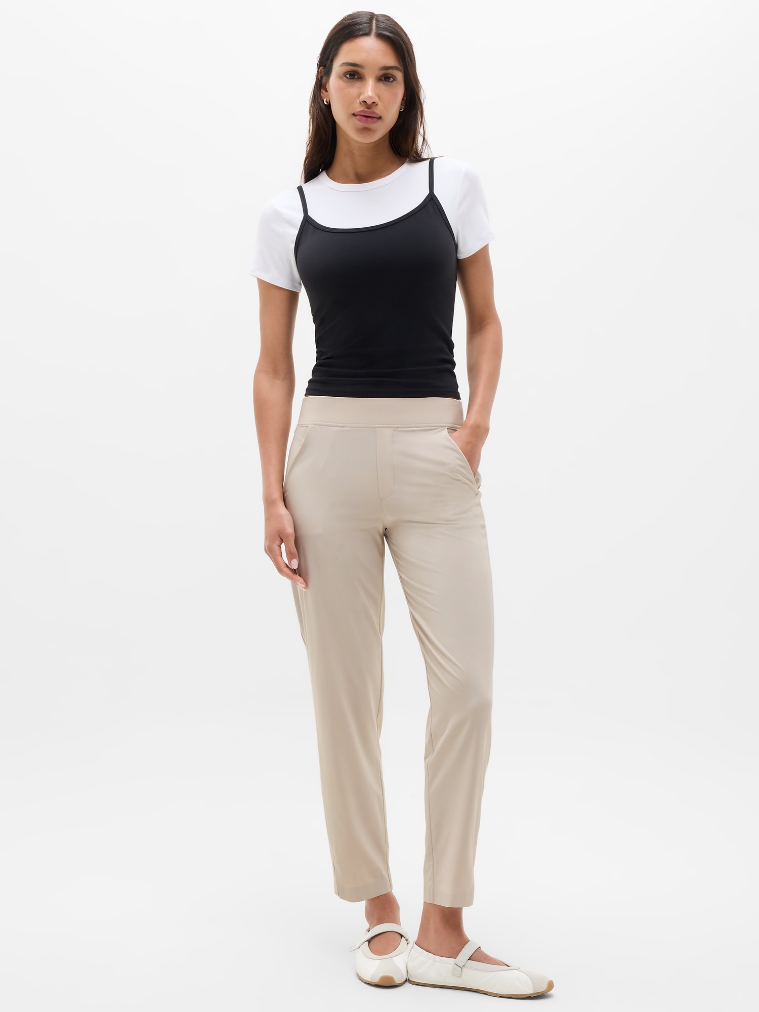 Athleta Women's Brooklyn Mid Rise Ankle Pant Beige Plus Size 26