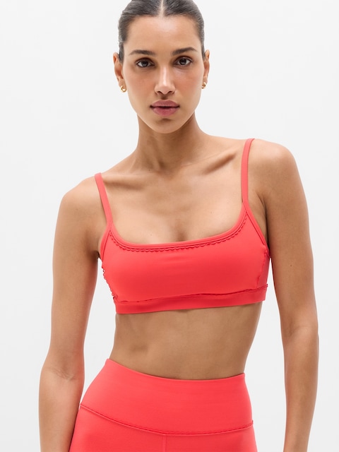 Square Neck Picot Sports Bra A-C