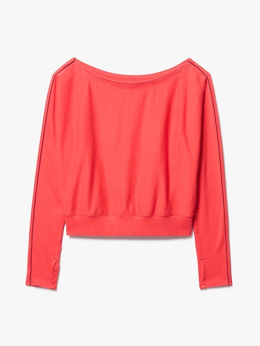 Image number 8 showing, Airy Cotton Terry Boatneck Picot Sweatshirt