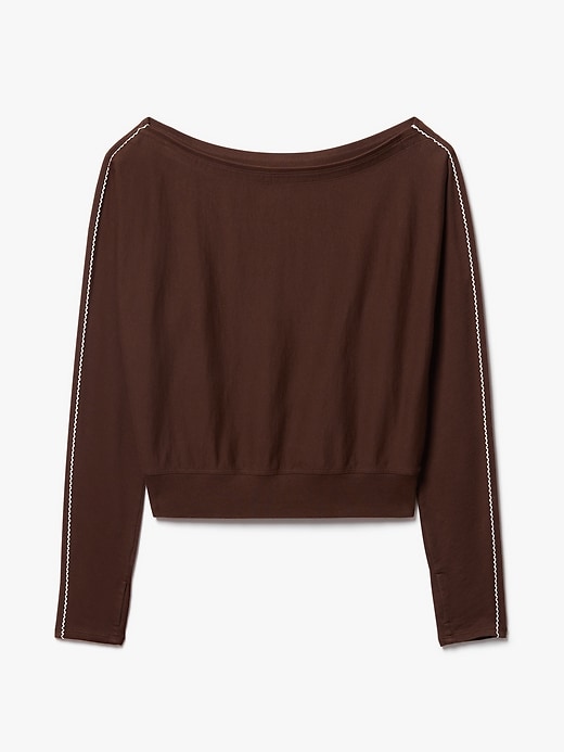 Image number 8 showing, Airy Cotton Terry Boatneck Picot Sweatshirt