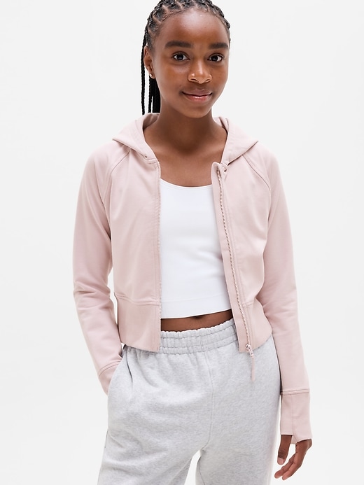 Image number 1 showing, Athleta Girl All Day Full Zip Shrunken Hoodie