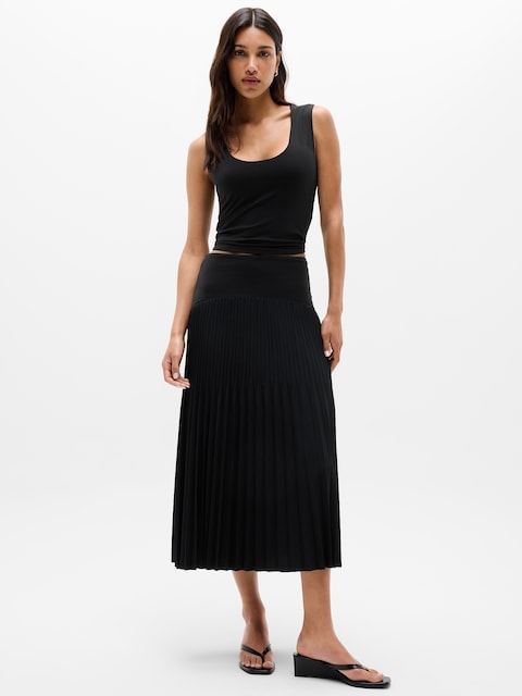 Featherweight Plissé Midi Skirt