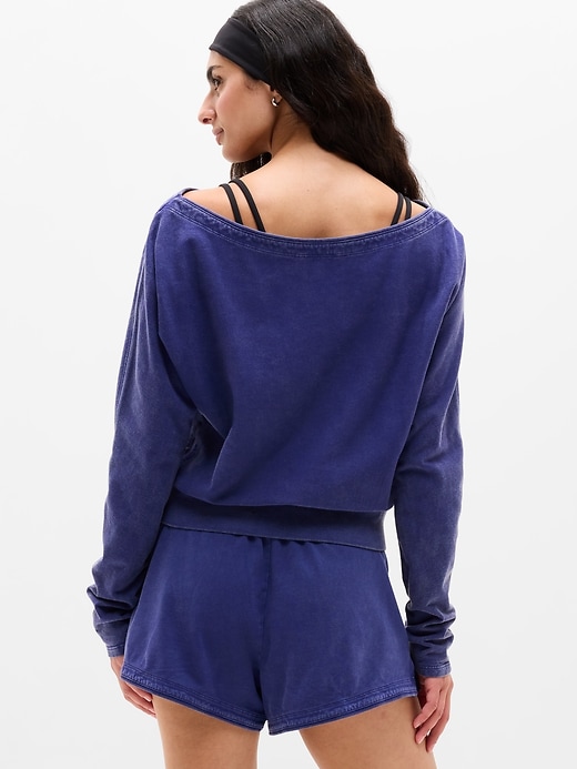 Image number 3 showing, Airy Cotton Terry Snow Wash Boat Neck Sweatshirt