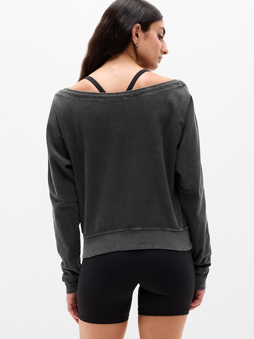 Image number 3 showing, Airy Cotton Terry Snow Wash Boat Neck Sweatshirt