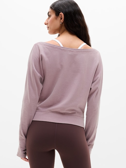 Image number 3 showing, Airy Cotton Terry Snow Wash Boat Neck Sweatshirt