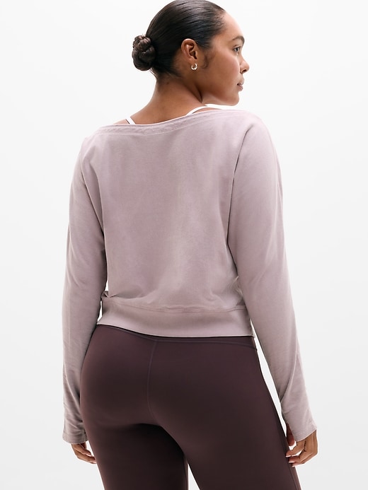 Image number 5 showing, Airy Cotton Terry Snow Wash Boat Neck Sweatshirt