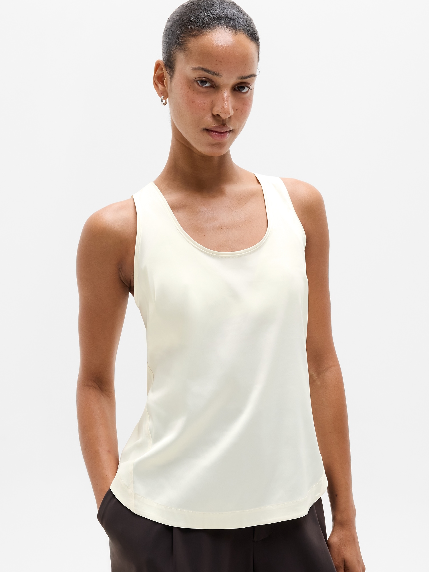 Athleta Women's Featherweight Satin Tank White Size XL