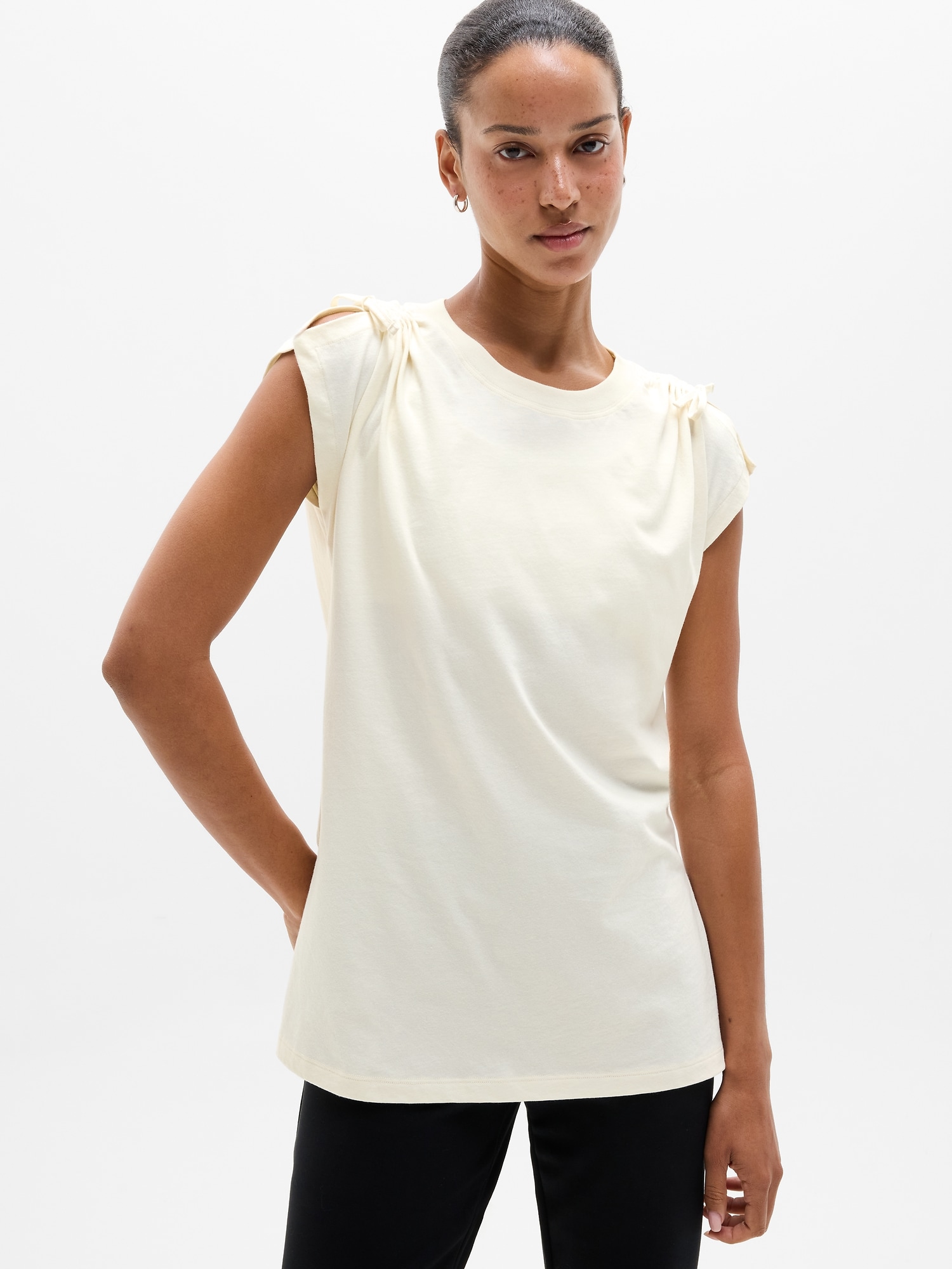 Athleta Women's Favorite Cotton Cinched Tee Beige Size M