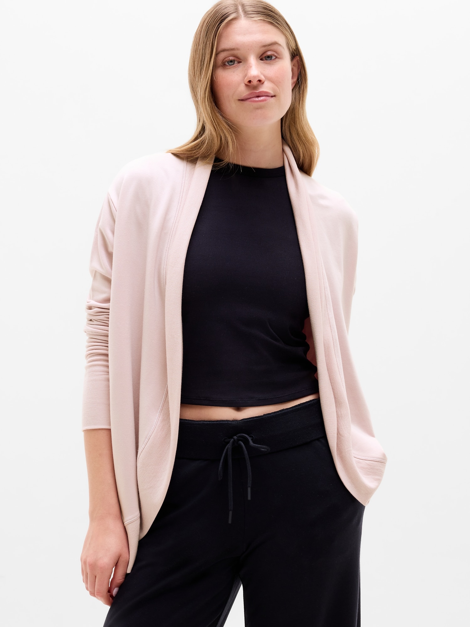 Athleta Women's Coaster Luxe Open Cardigan Pink Petite Size M