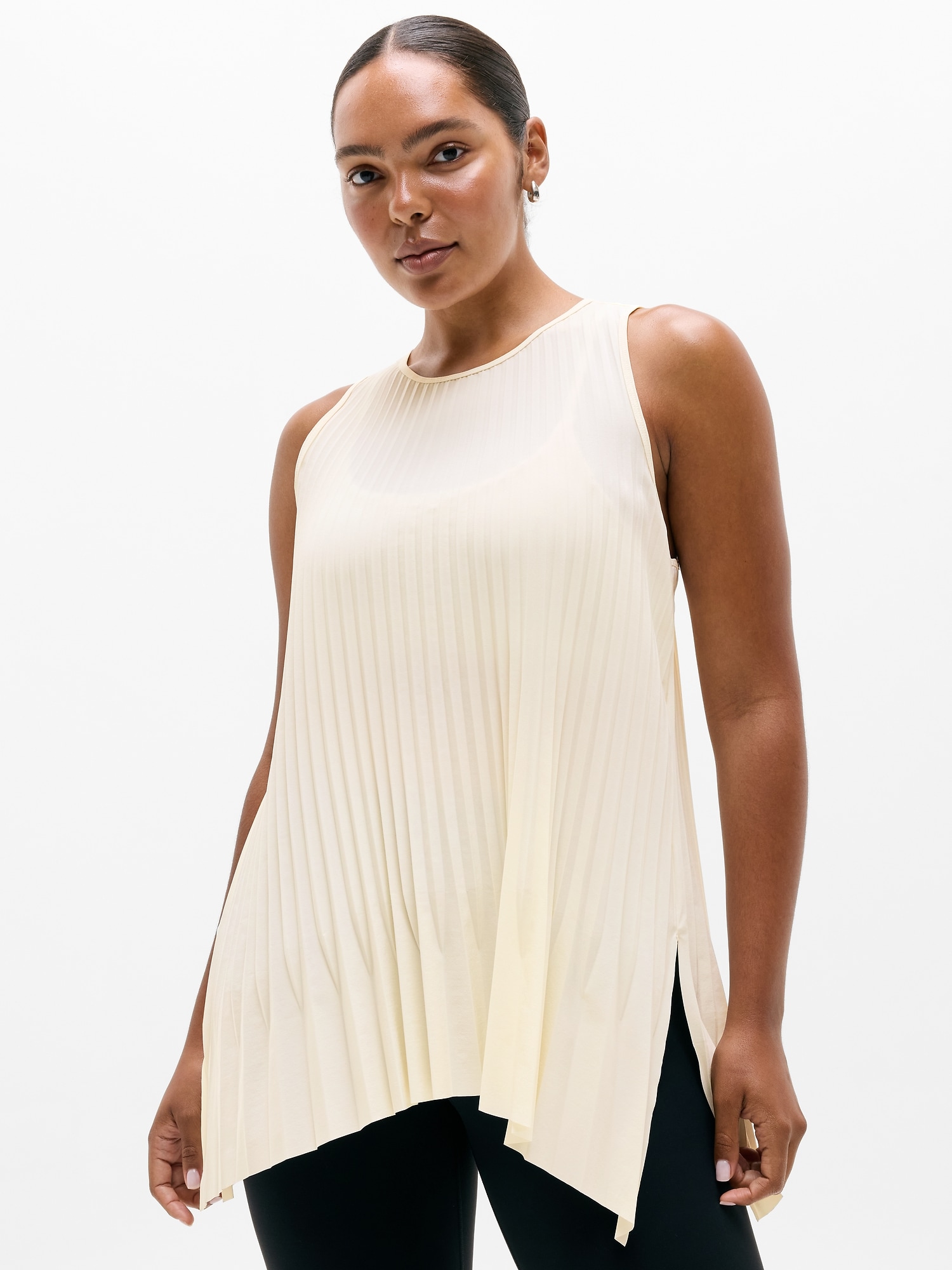 Athleta Women's Featherweight Plissé Tank Beige Size S