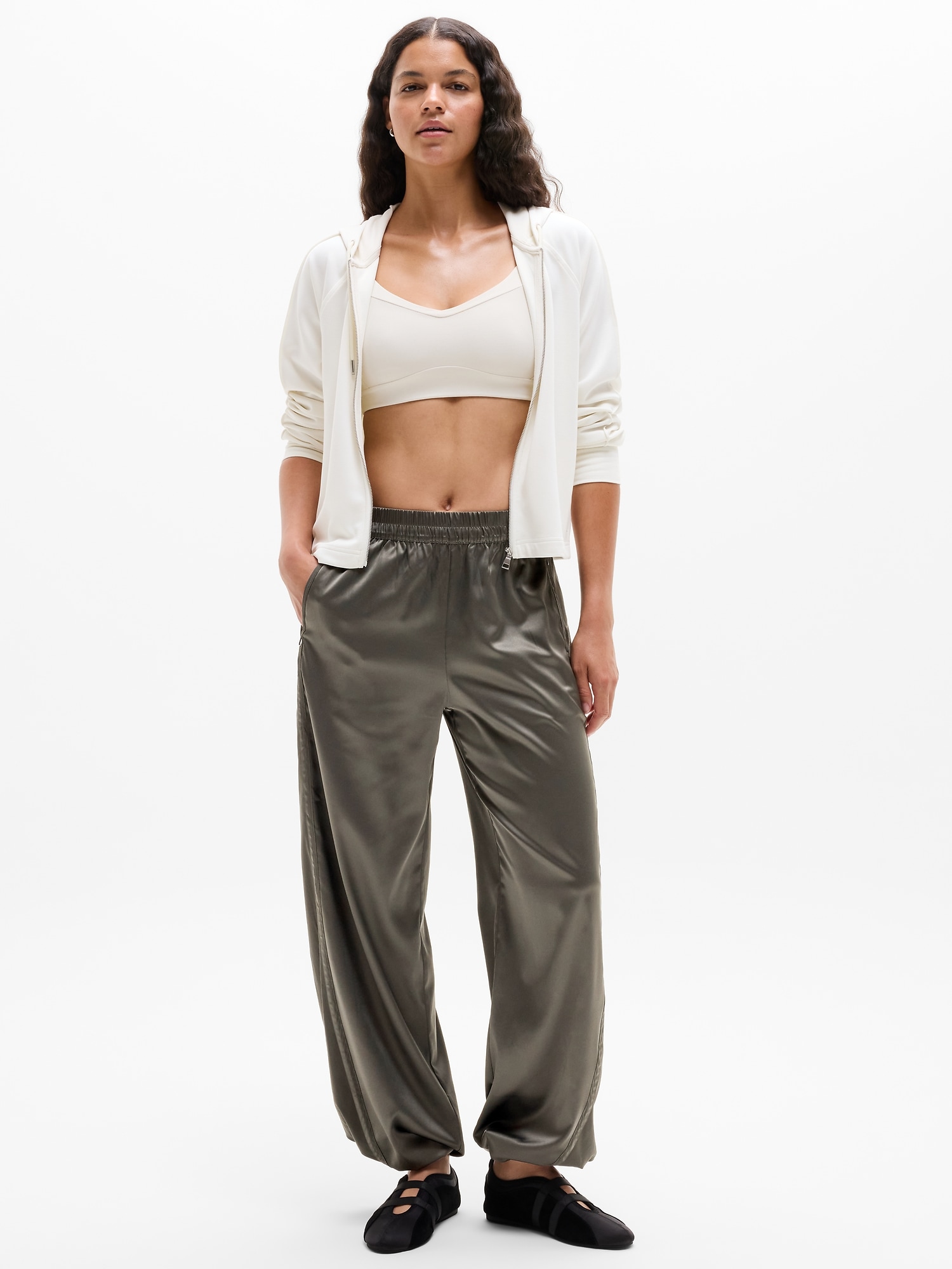 Athleta Women's Featherweight Satin Pant Green Size S