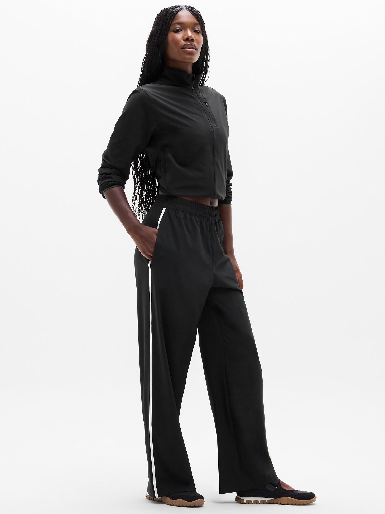 Athleta Women's Journey Wide Leg Pant Black Petite Size L
