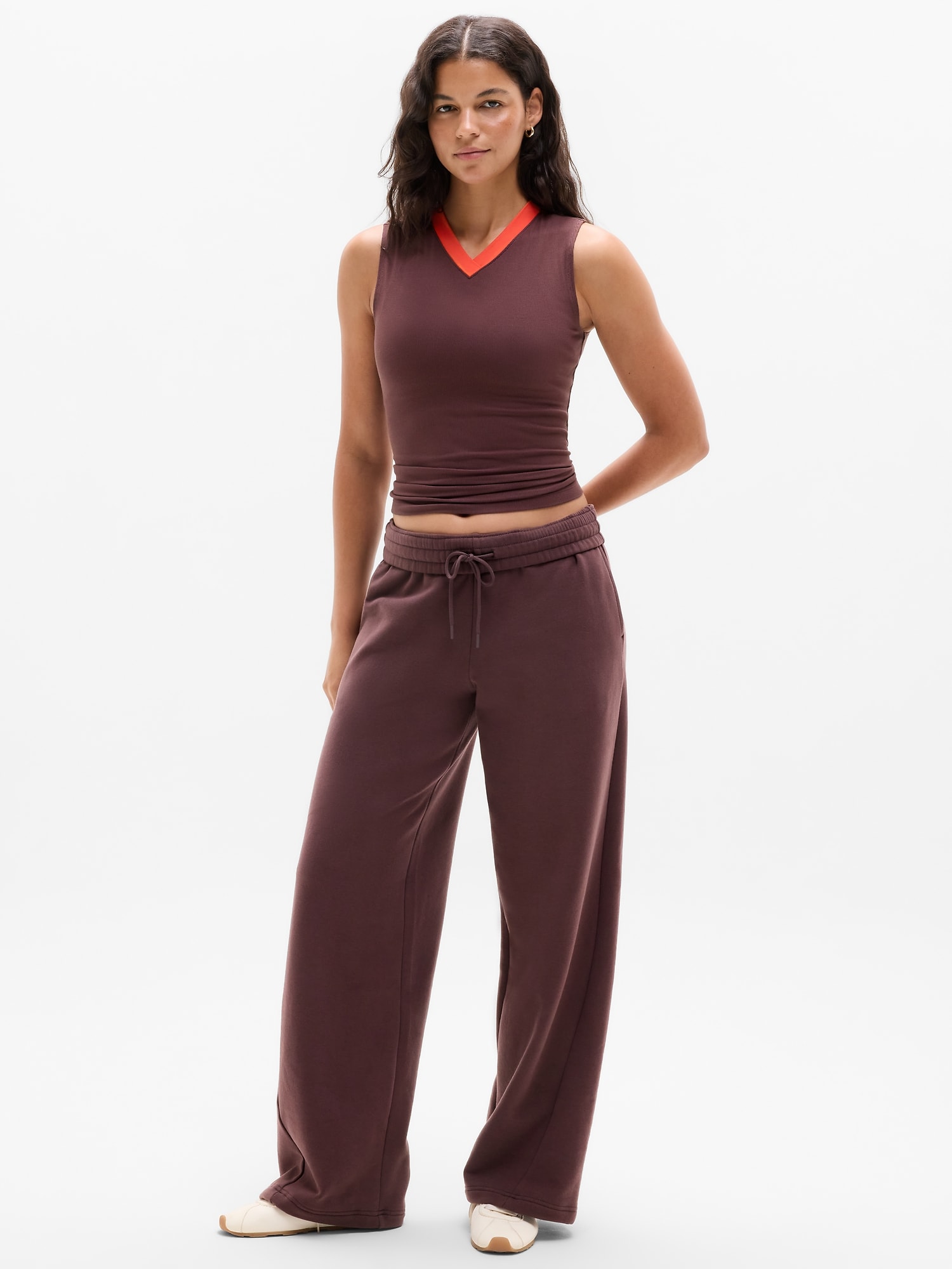 Athleta Women's Forever Fleece Classic Wide Leg Brown Tall Size S