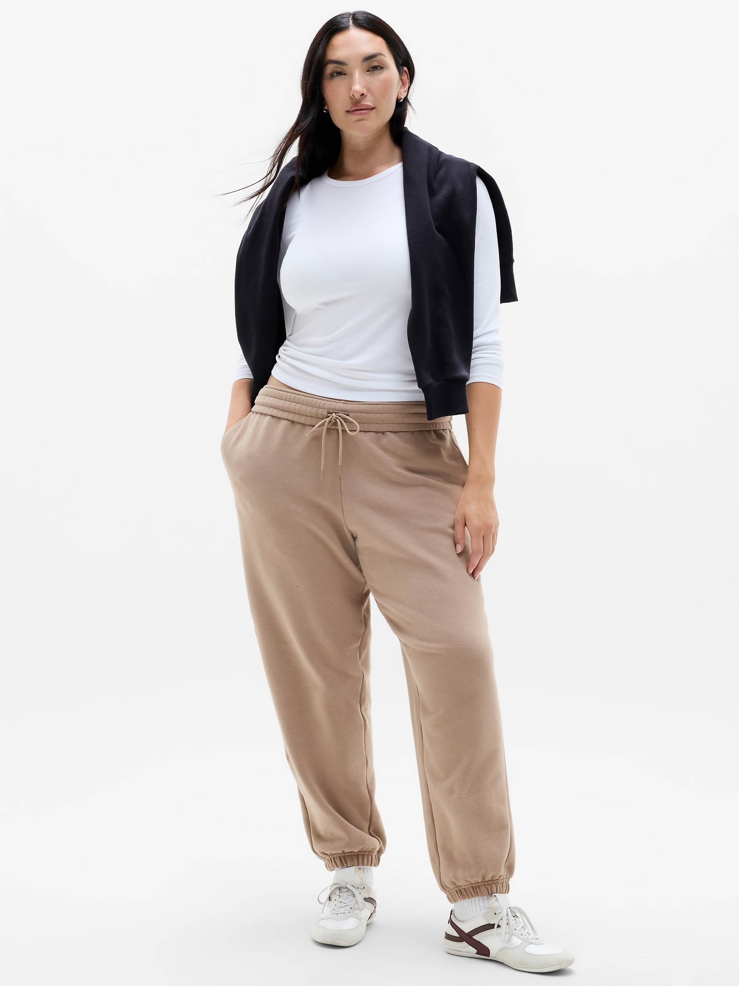 Athleta Women's Forever Fleece Classic Jogger Beige Petite Size XS