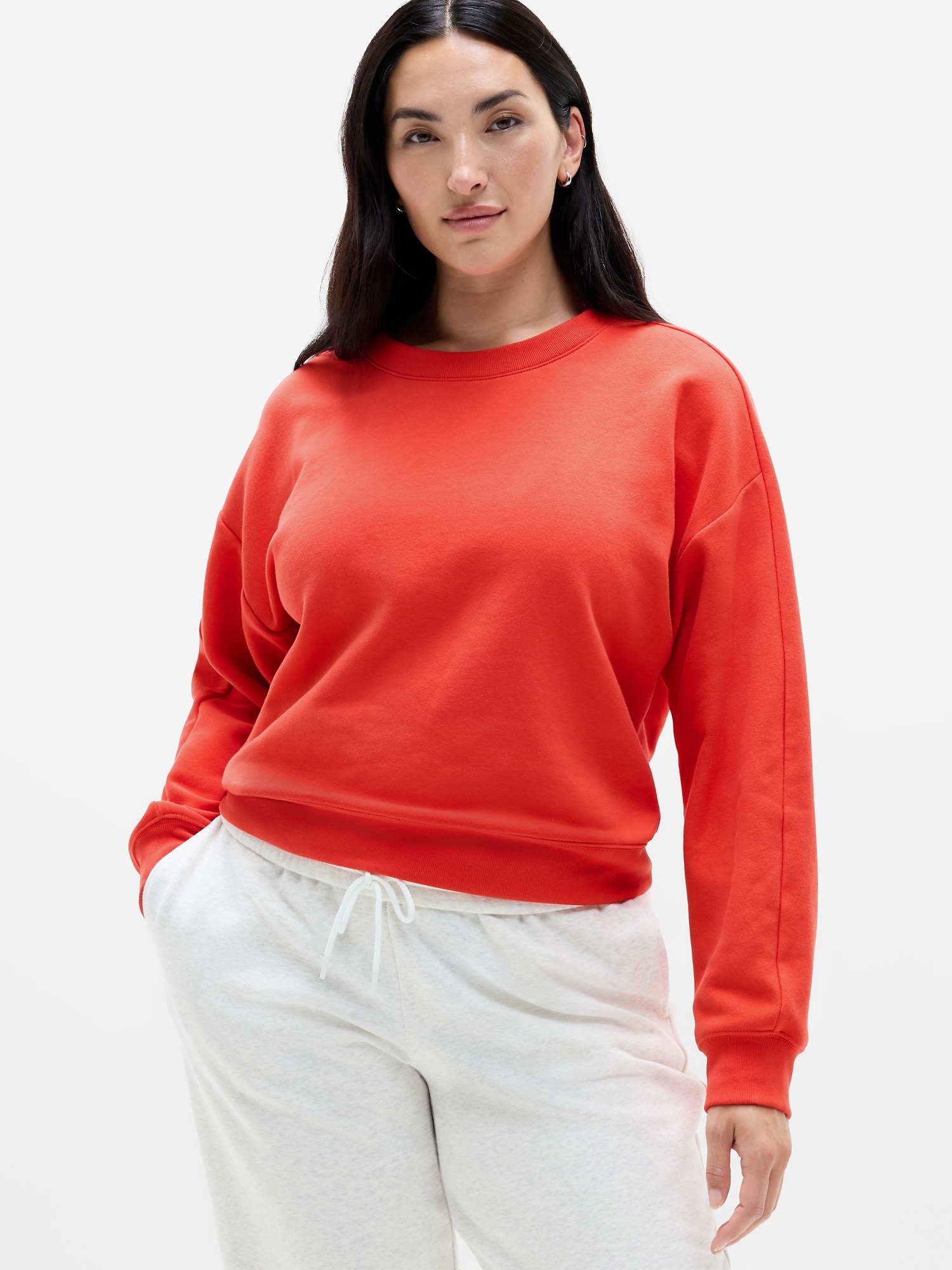 Athleta Women's Forever Fleece Classic Crew Sweatshirt Red Size XL