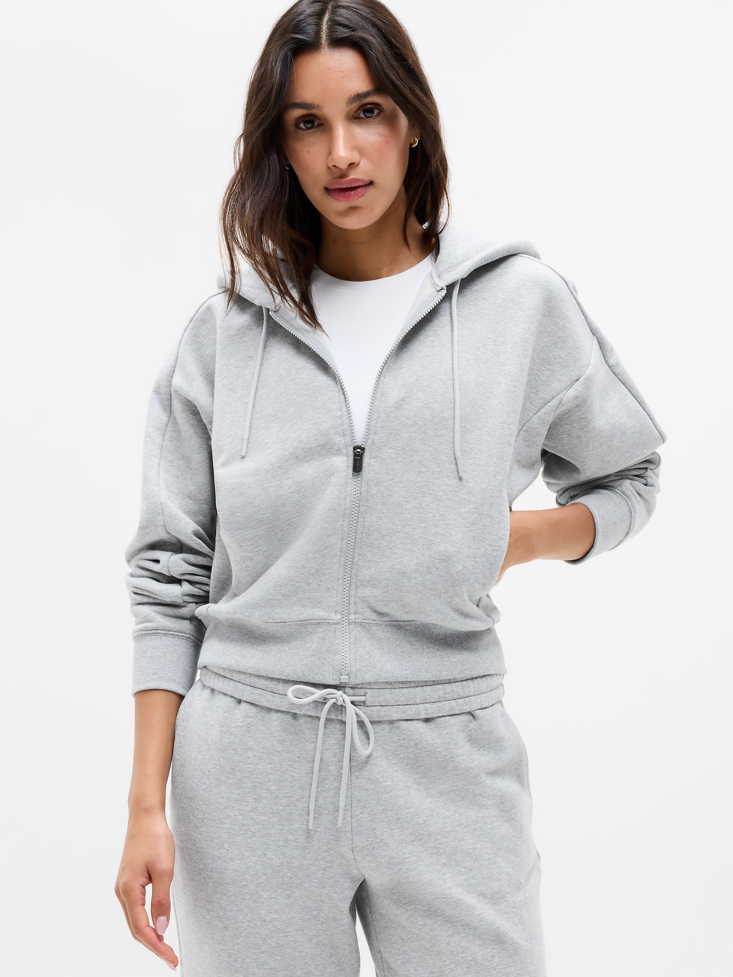 Athleta Women's Forever Fleece Classic Full Zip Sweatshirt Gray Size M