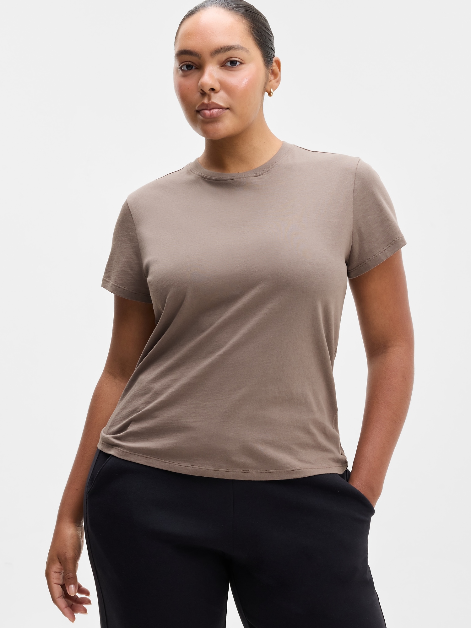 Athleta Women's Favorite Cotton Classic Tee Brown Size L