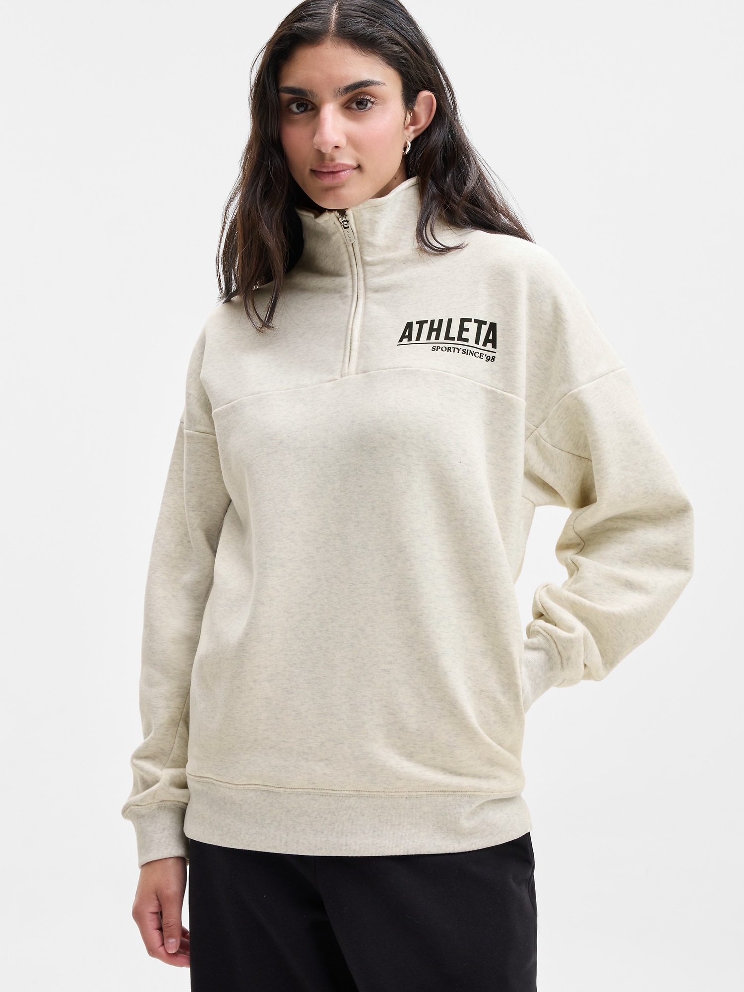 Athleta Women's Forever Fleece 1/4 Zip Graphic 001 Gray Size XS
