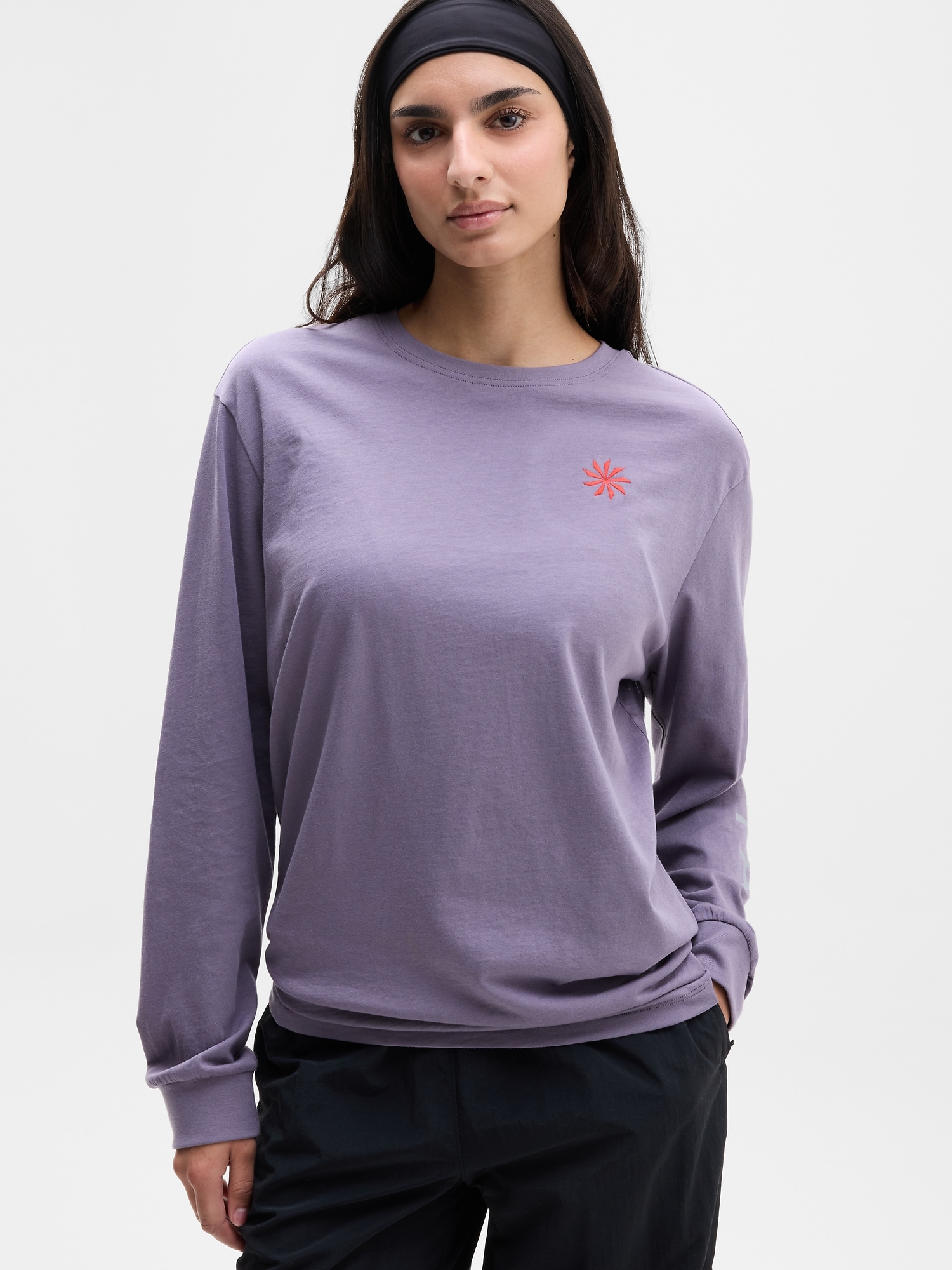Athleta Women's Favorite Cotton Relaxed Graphic Top Purple Size L