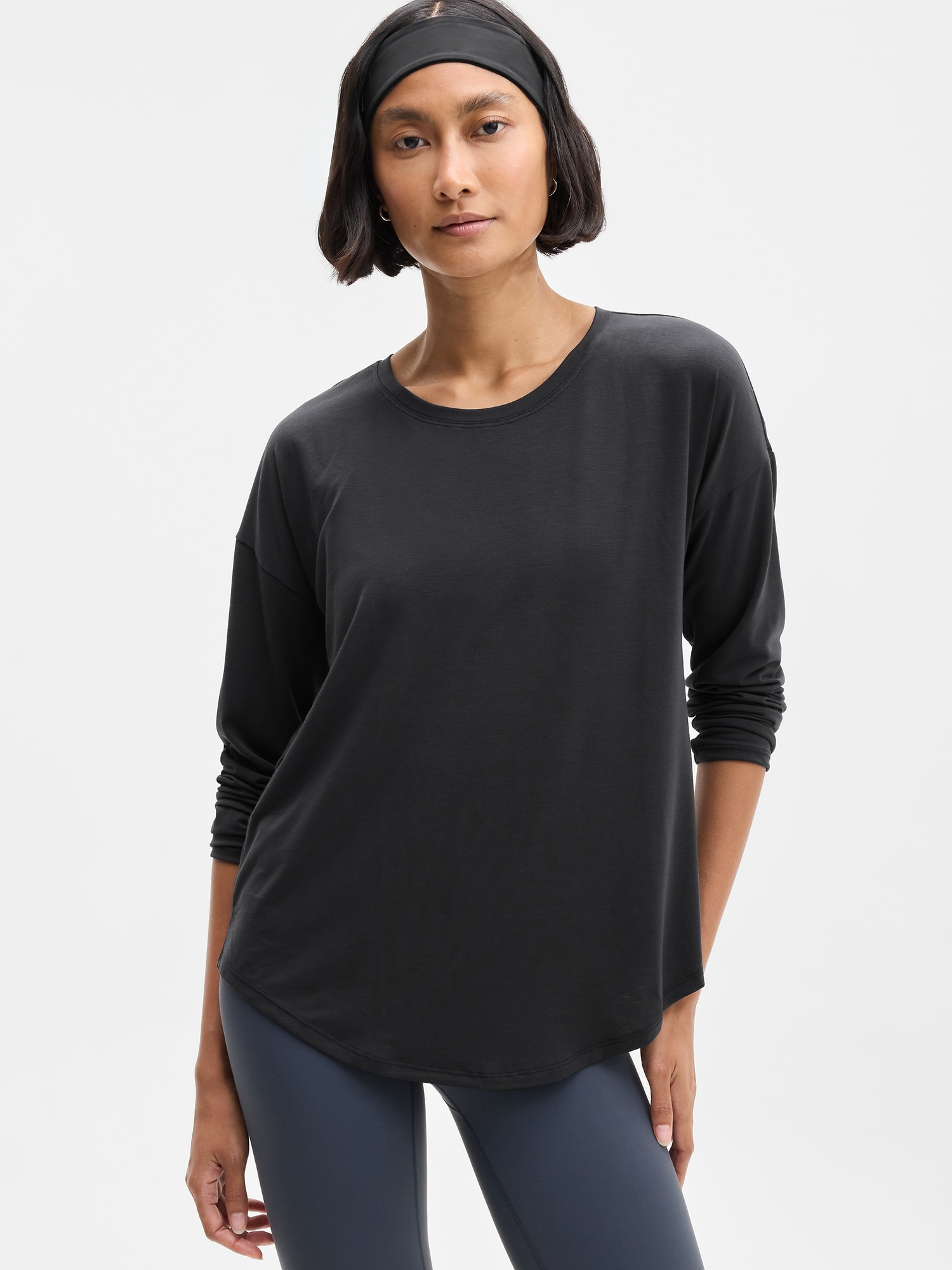 Athleta Women's Move With Ease Top Black Petite Size L