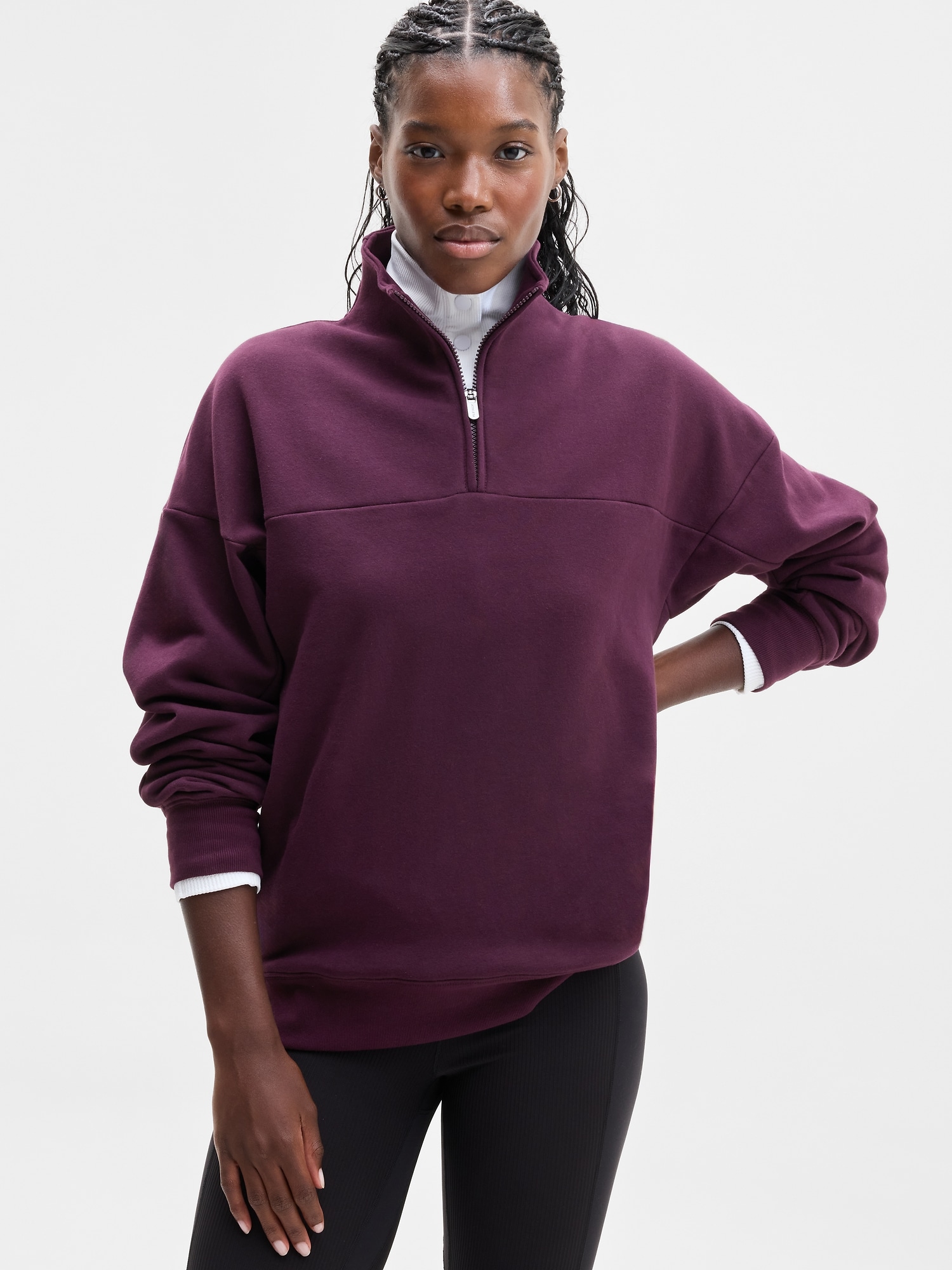 Athleta Women's Forever Fleece 1/4 Zip Sweatshirt Purple Size XL