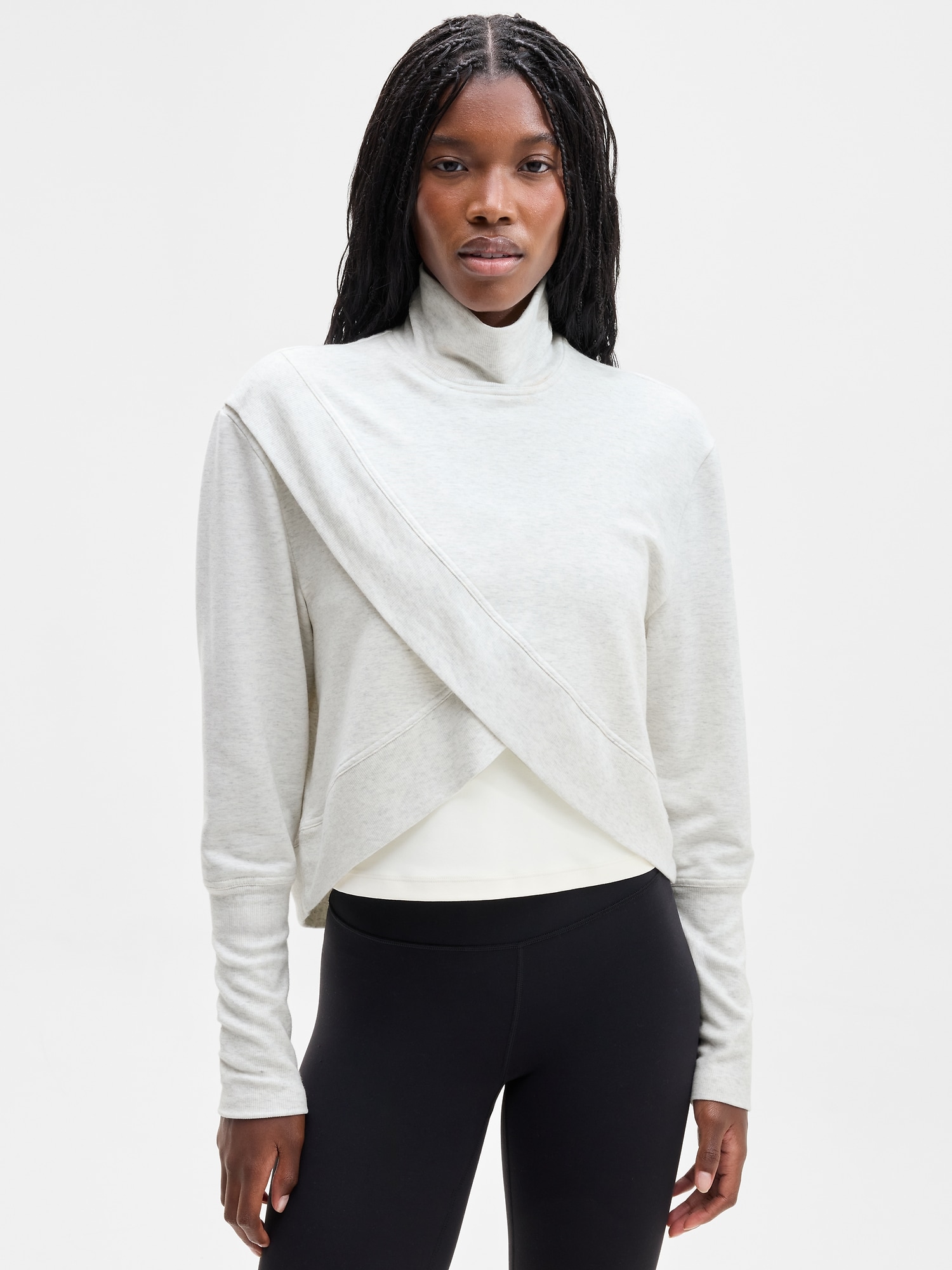 Athleta Women's Coaster Luxe Mock Neck Sweatshirt Gray Size L
