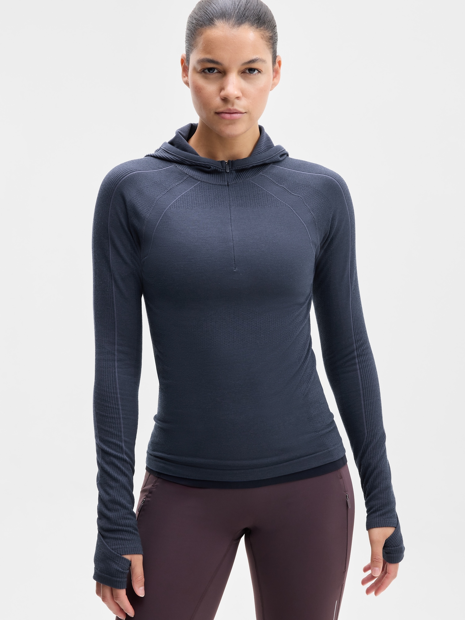 Athleta Women's Momentum Thermo Half Zip Hoodie Blue Size M