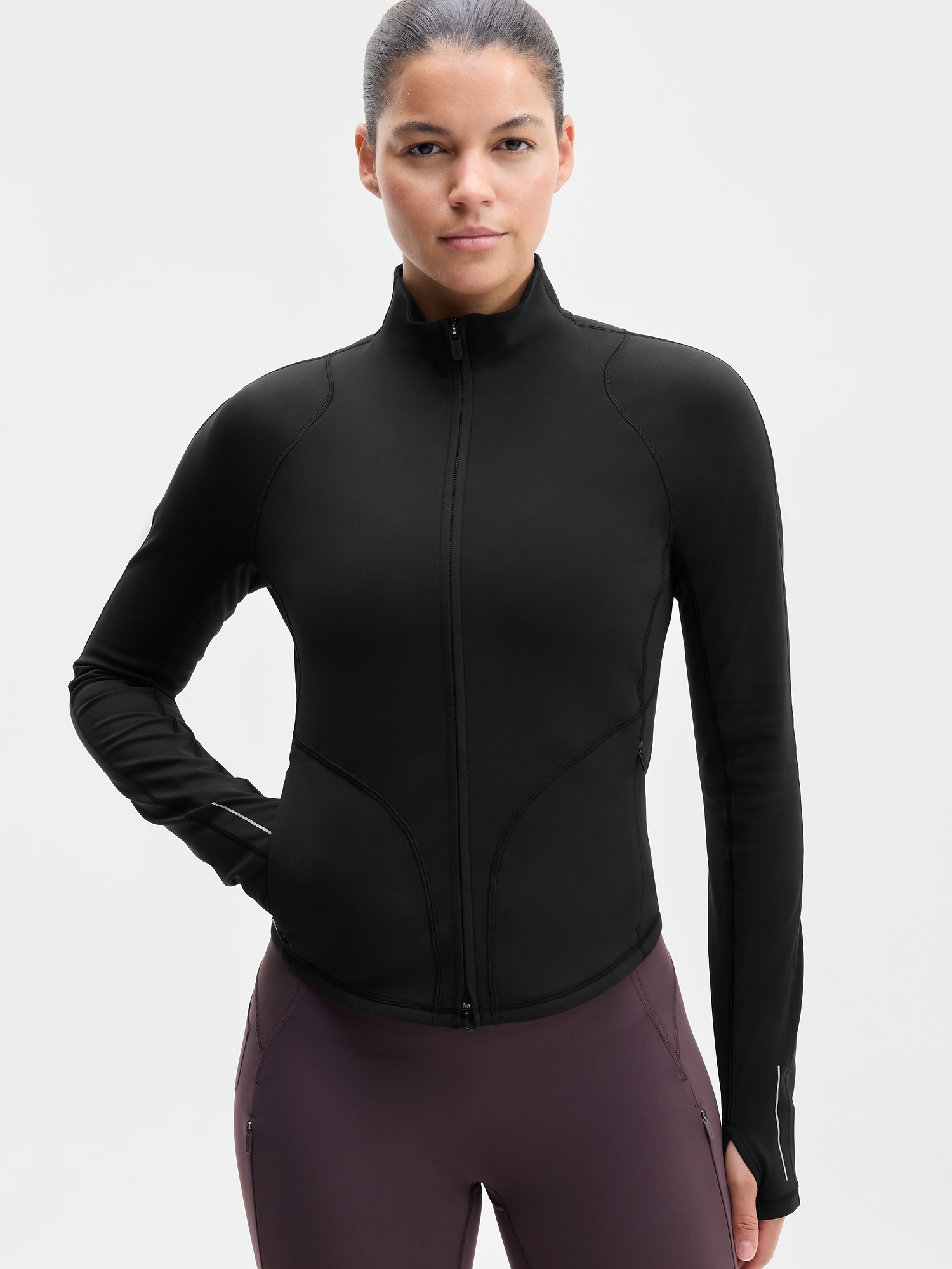 Athleta Women's Rainier Full Zip Jacket Black Size L