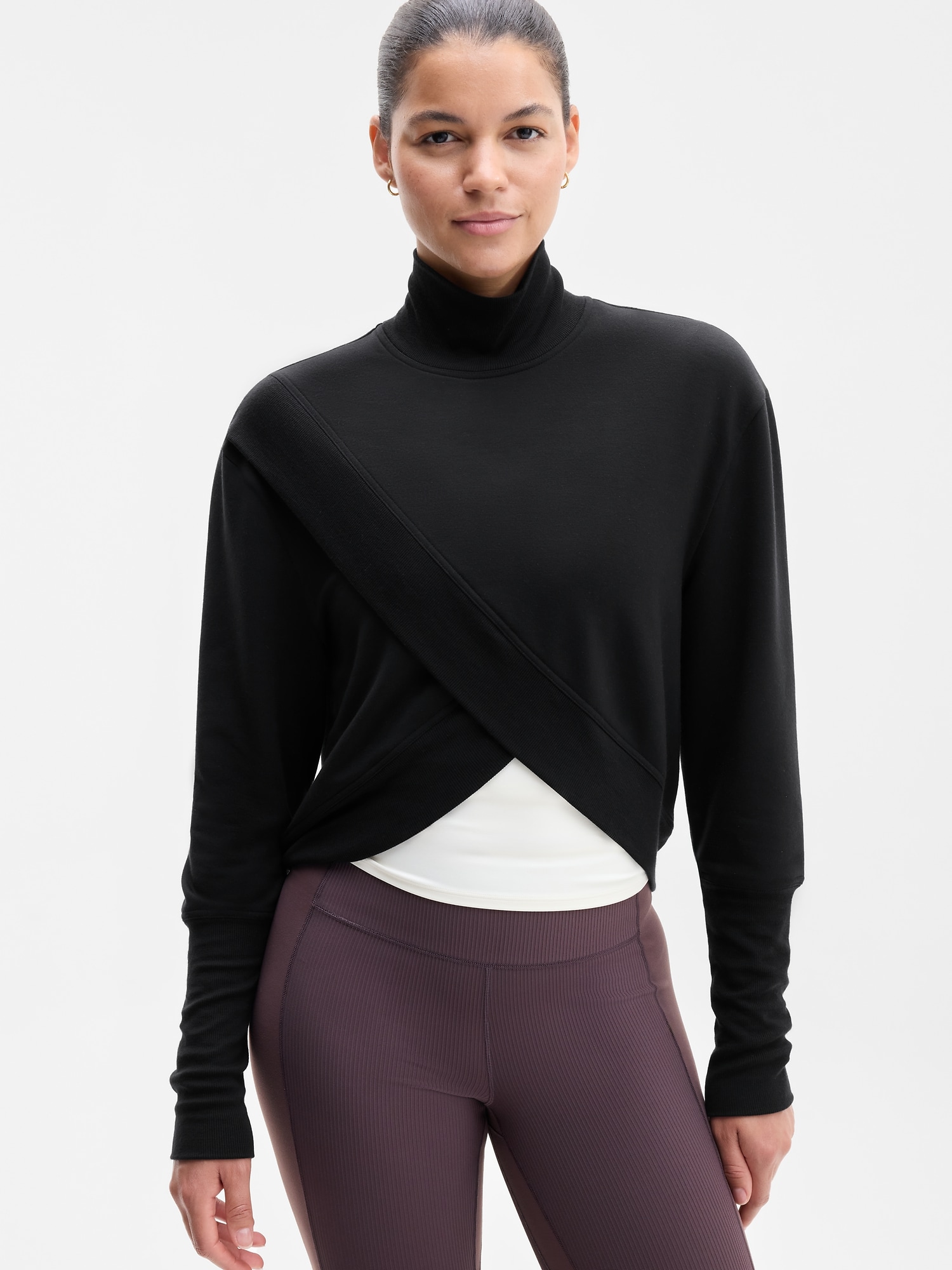 Athleta Women's Coaster Luxe Mock Neck Sweatshirt Black Size XL