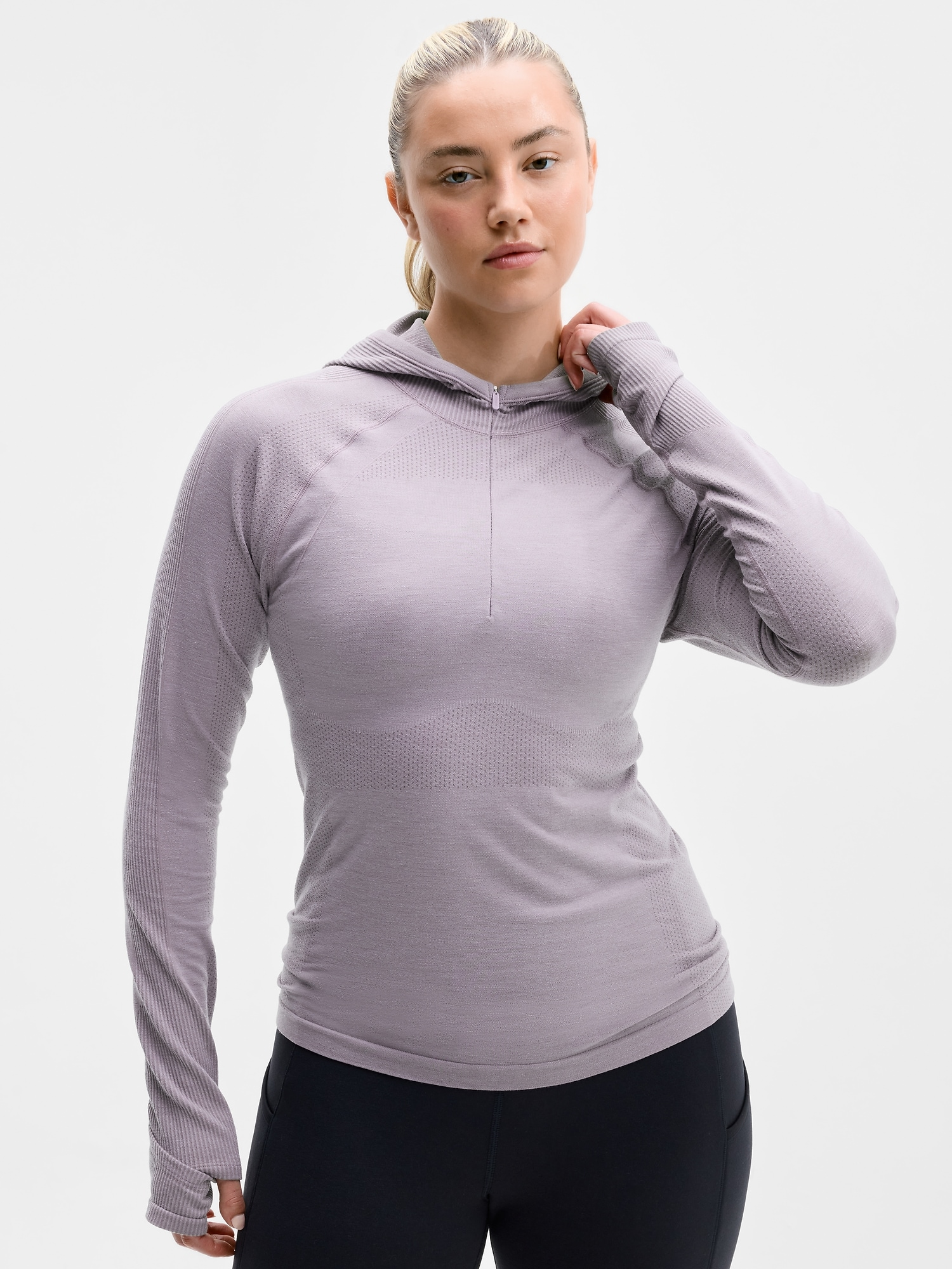 Athleta Women's Momentum Thermo Half Zip Hoodie Purple Size S