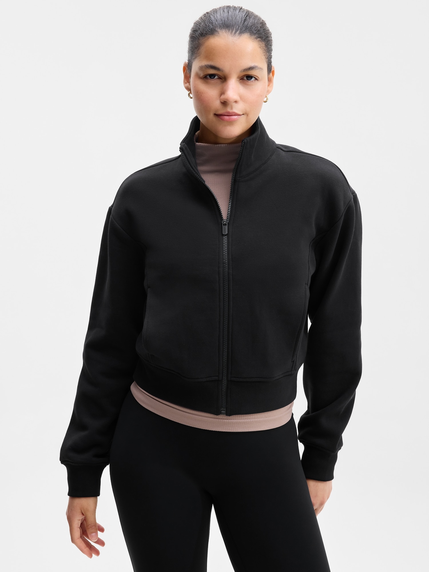 Athleta Women's Forever Fleece Track Jacket Black Size S